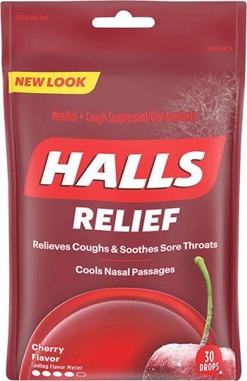 Halls Cough Drops, Cherry 30/Bag