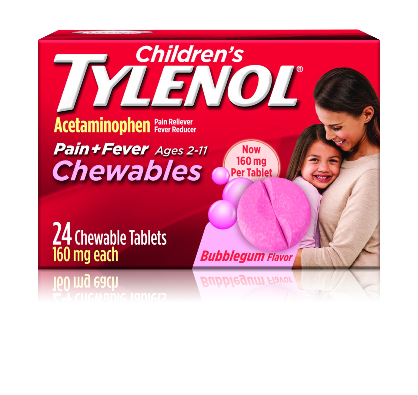 Children's Tylenol® Chewables, Bubblegum, 160 MG, 24/Box