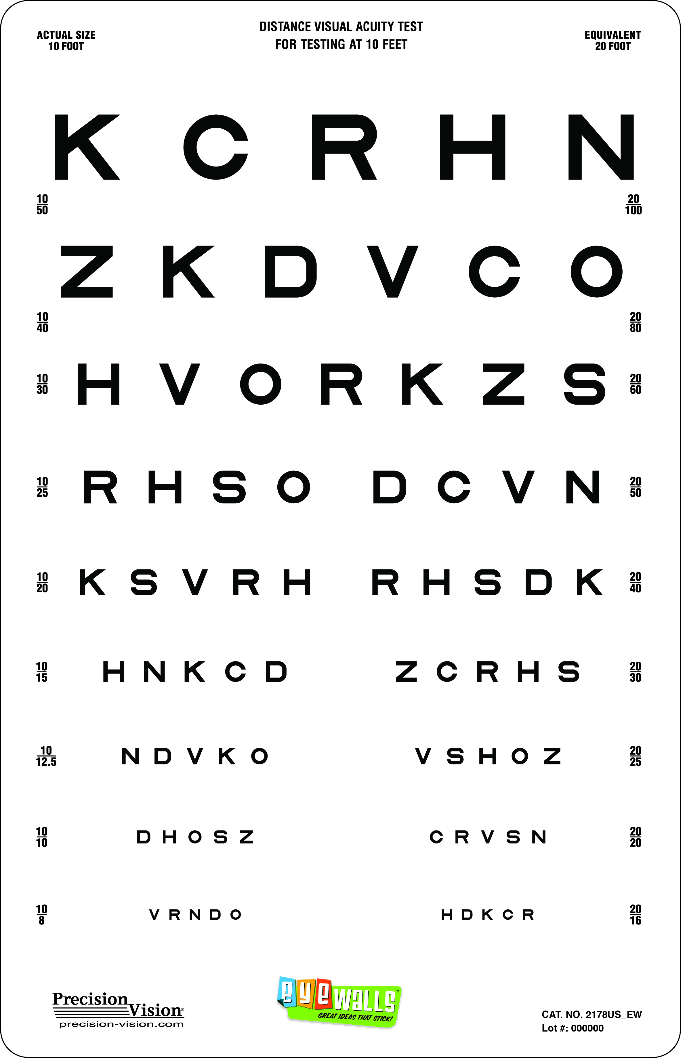 Eyewalls Peel & Stick Linear Spaced Letter Chart