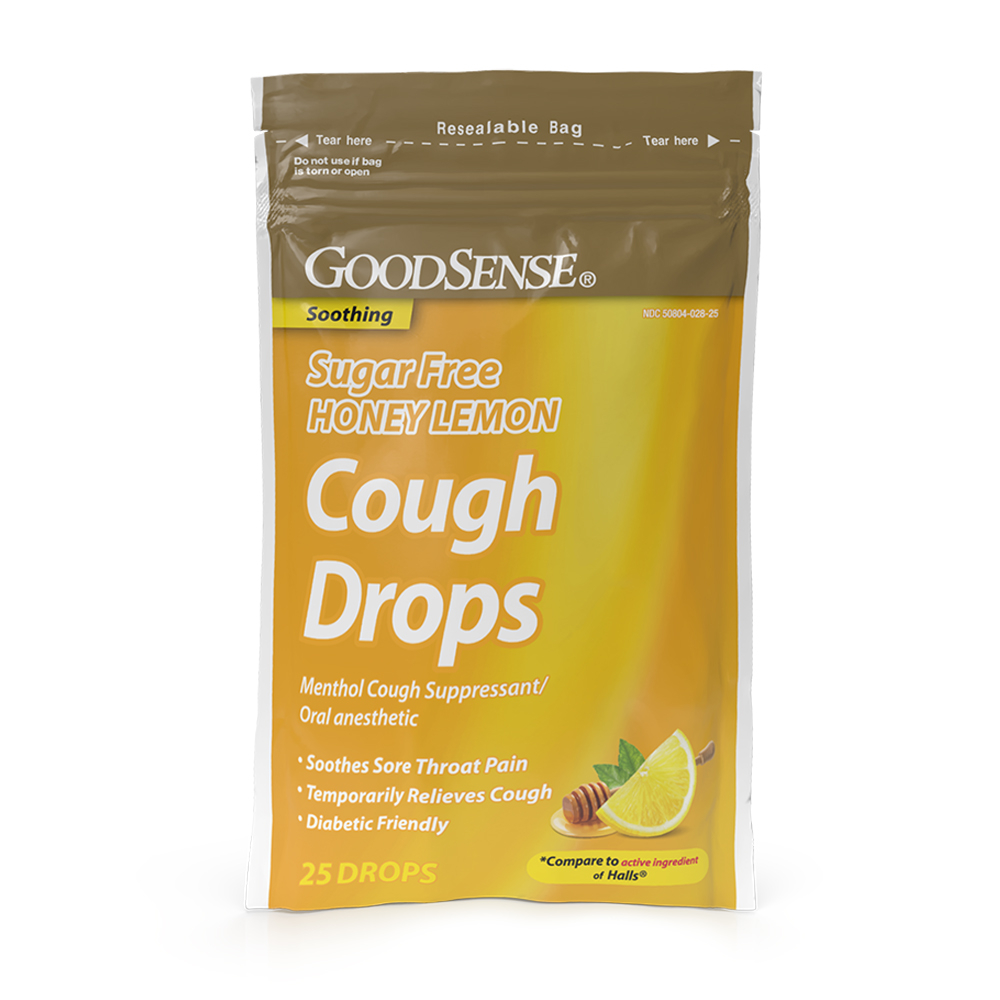 Economy Cough Drops, Sugar Free, Honey Lemon, 25/Bag