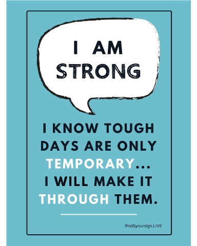 I Am Strong Poster, 11" x 17", Laminated