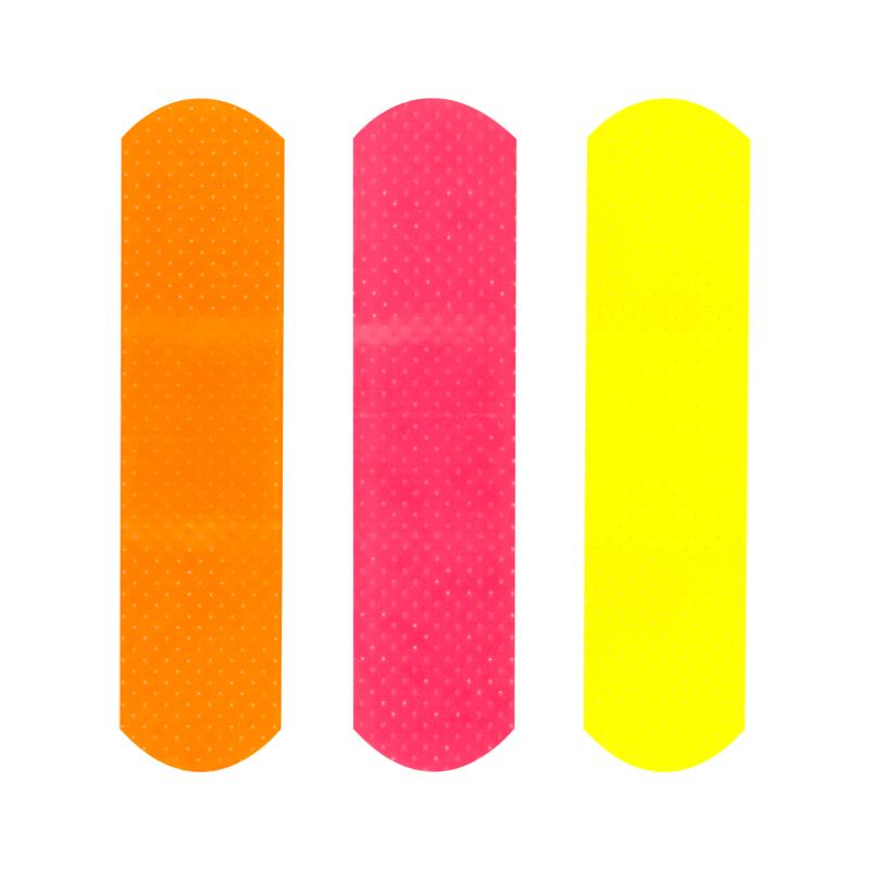 3/4" x 3" Assorted Neon Colors Plastic Bandages 100/Box