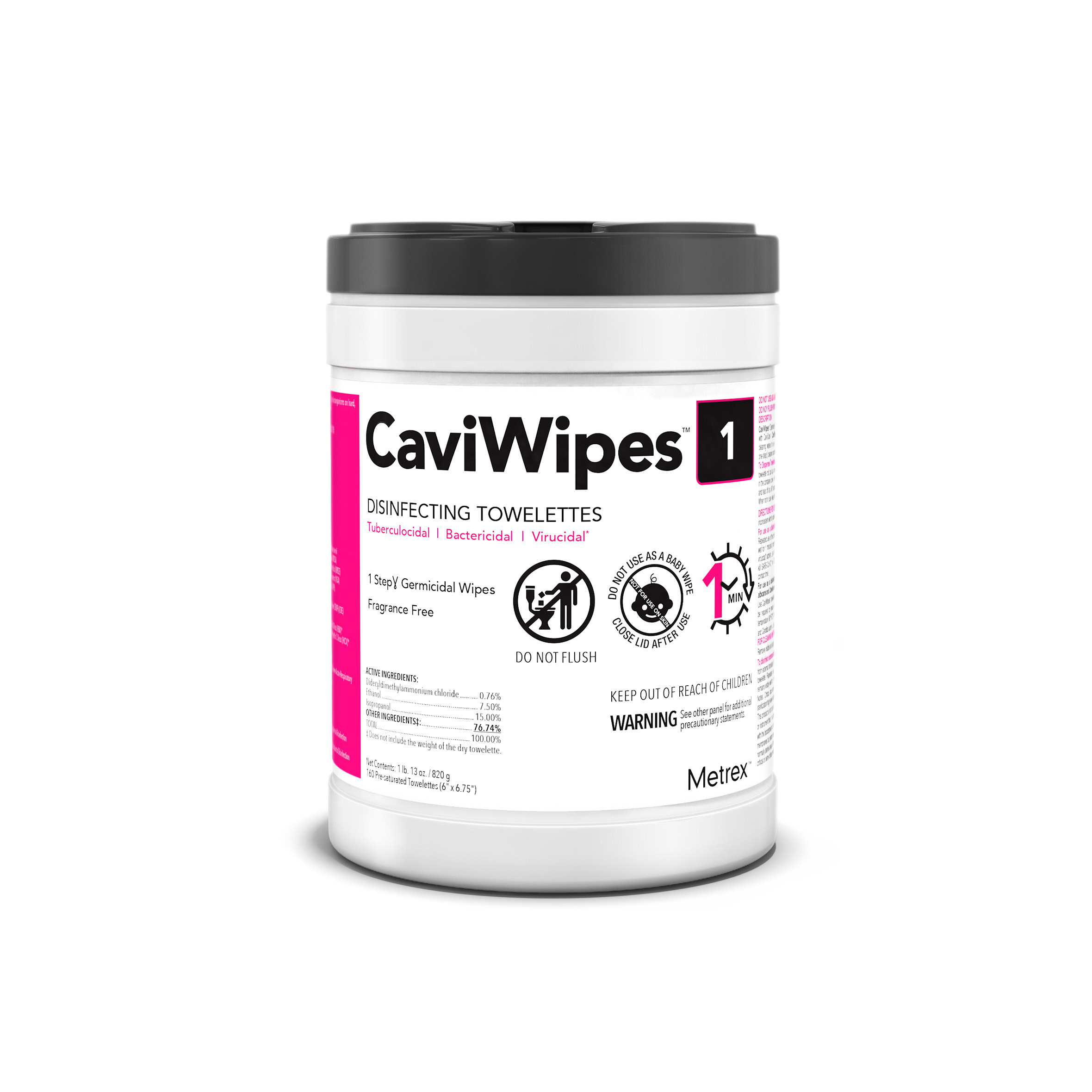 CaviWipes1™ DisinfectingTowelettes, 160/Can, 12/Case