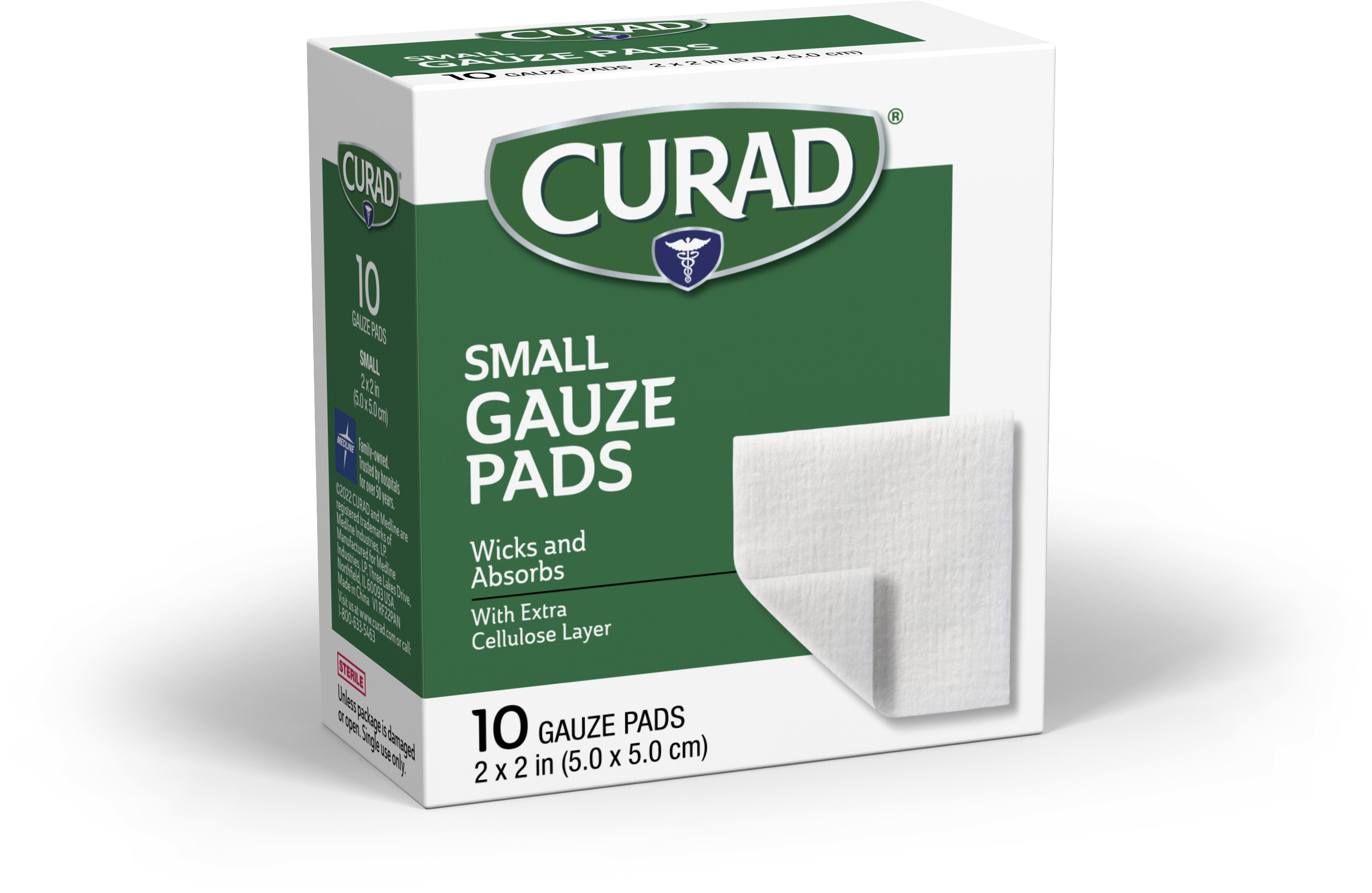 Curad® Sterile Pro-Gauze Pads, 2" x 2", 10/Box