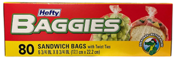Sandwich Bags, 6-3/4" x 8-3/4", Twist Tie (80/box)