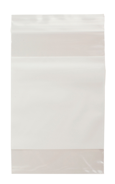 Economy Bags, 4" x 6", Zipper w/Writing Block (100/Pkg)