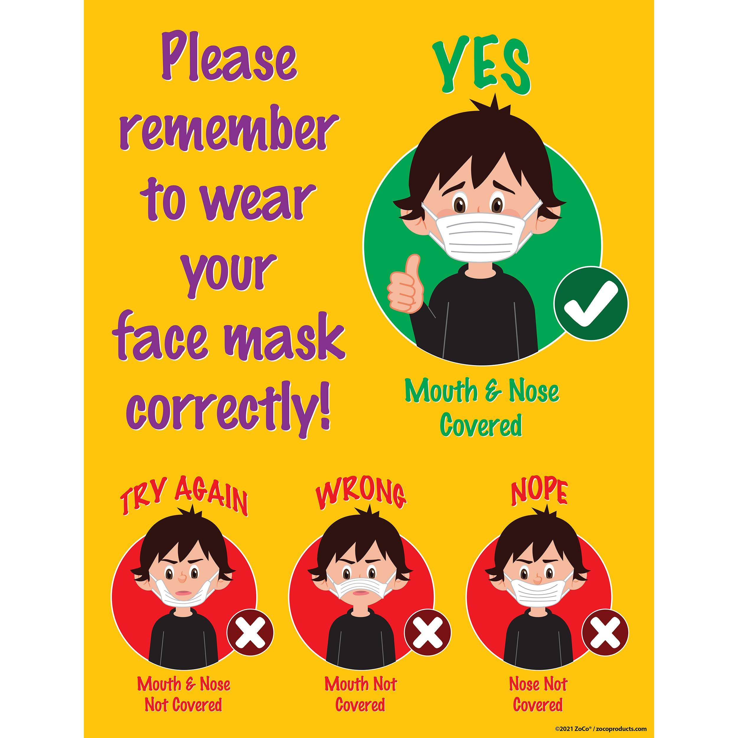Wear Your Face Mask Correctly Poster, 17" X 22"