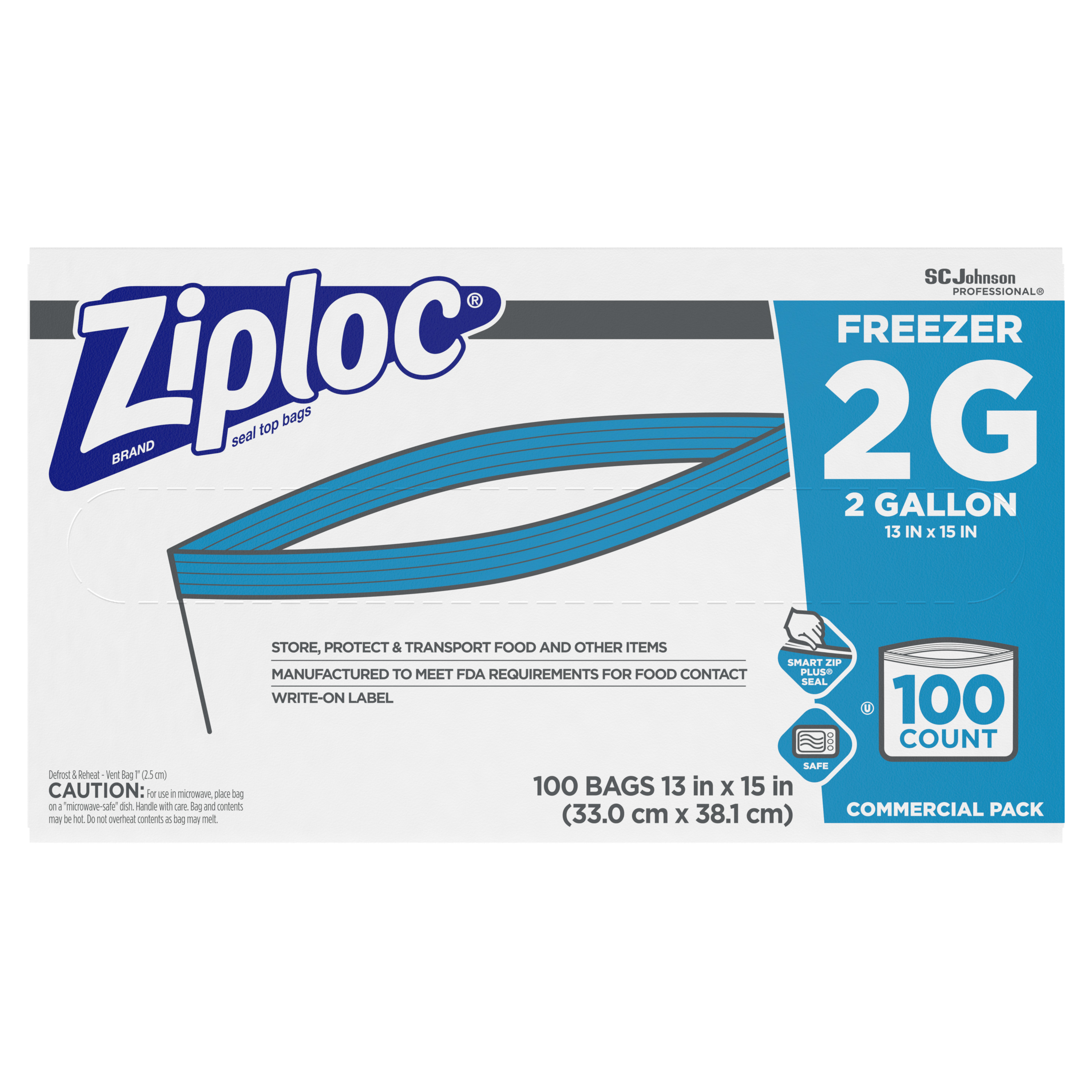 Ziploc® Brand 2 Gallon Freezer Bags, 100/Box