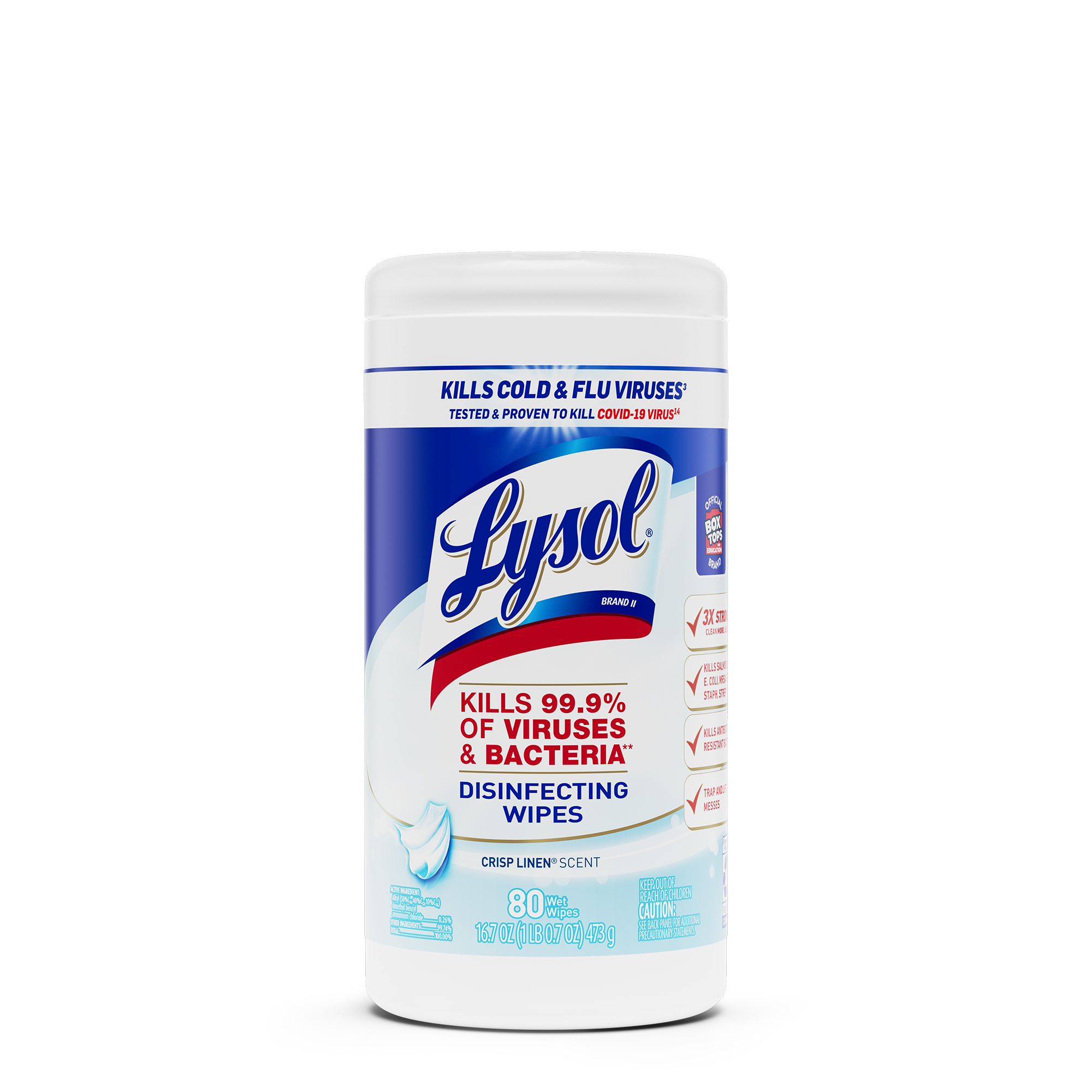 Lysol® Disinfecting Wipes, 80/Can, Crisp Linen