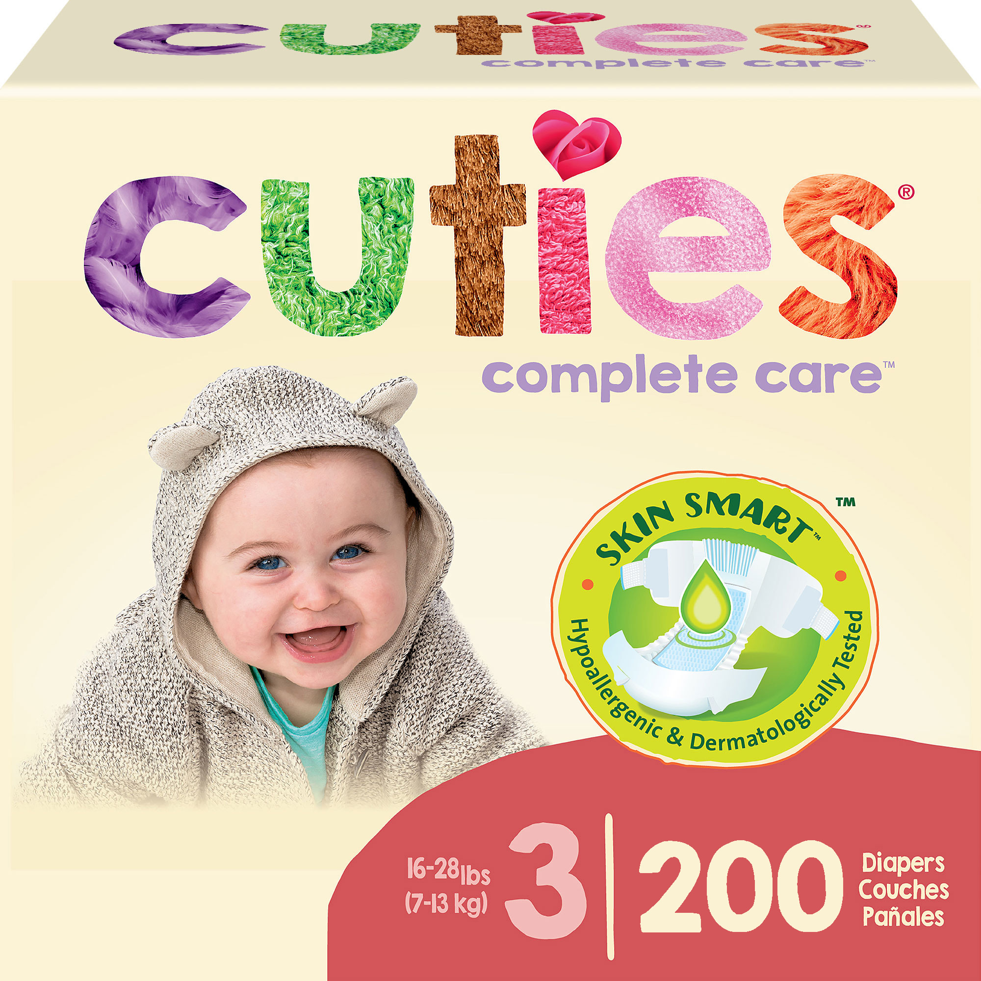 Cuties® Baby Diapers, Size 3, 200/case