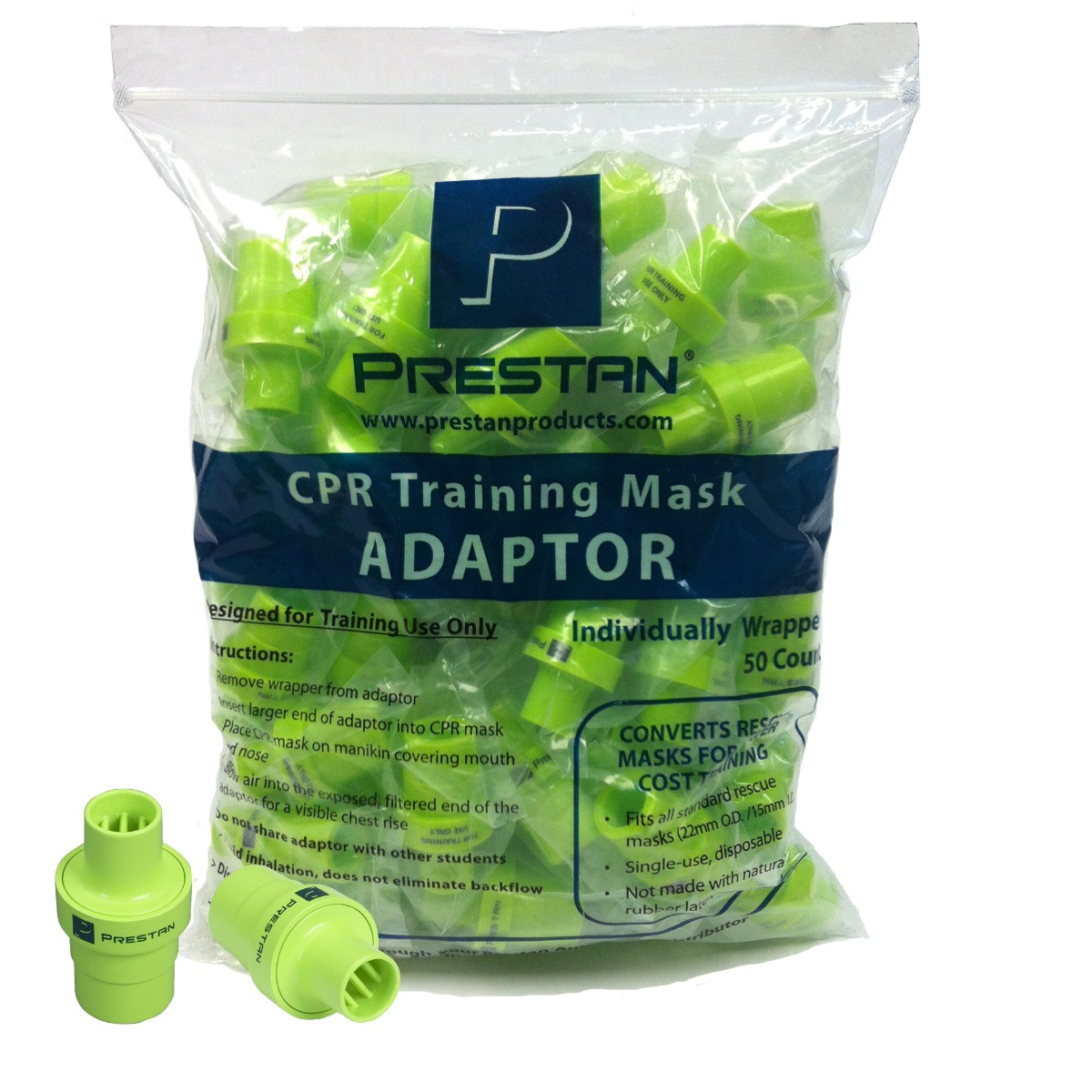 Prestan® CPR Training Face Mask Adaptor, 50/Pack
