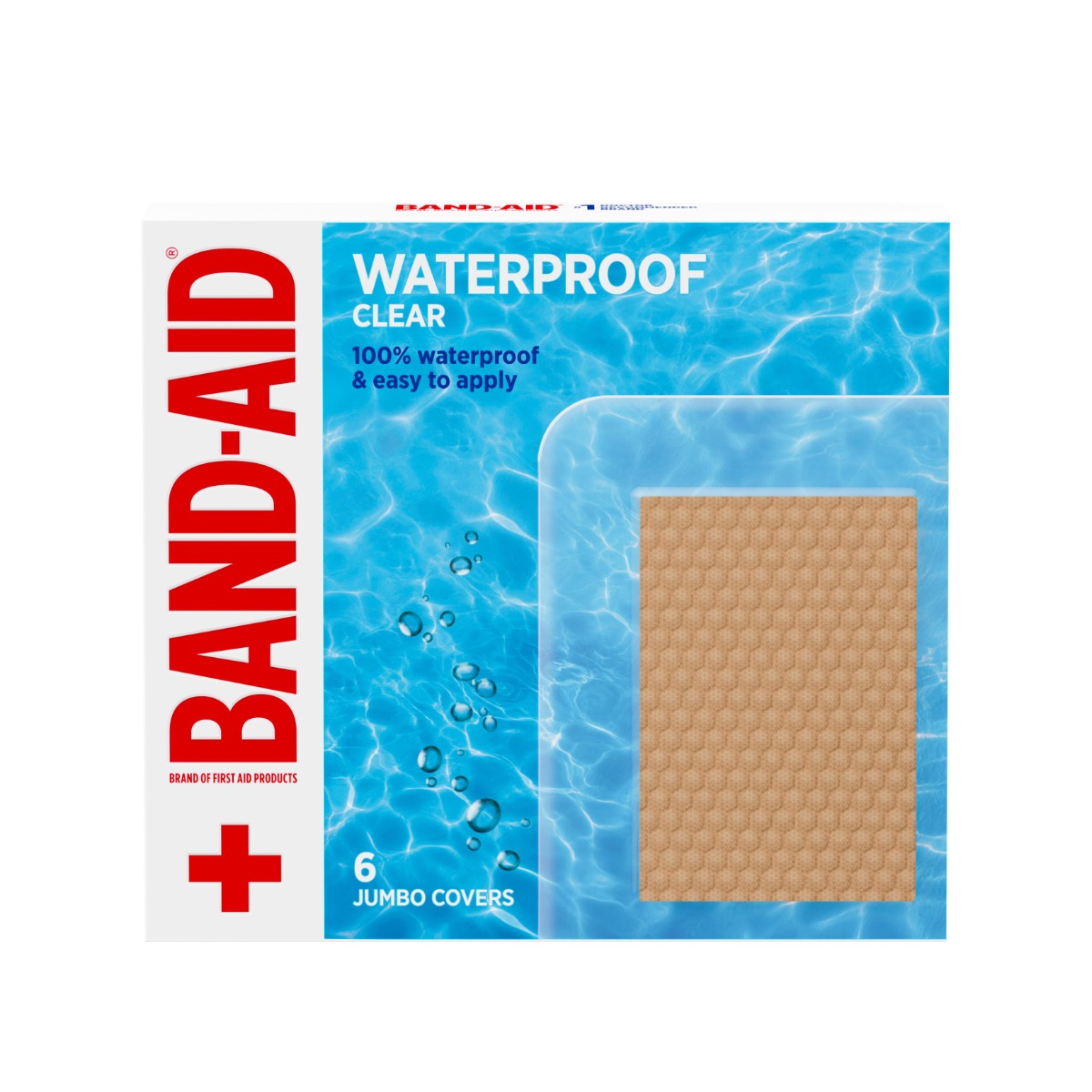 Band-Aid® Waterproof Clear Jumbo Bandages, 6/box