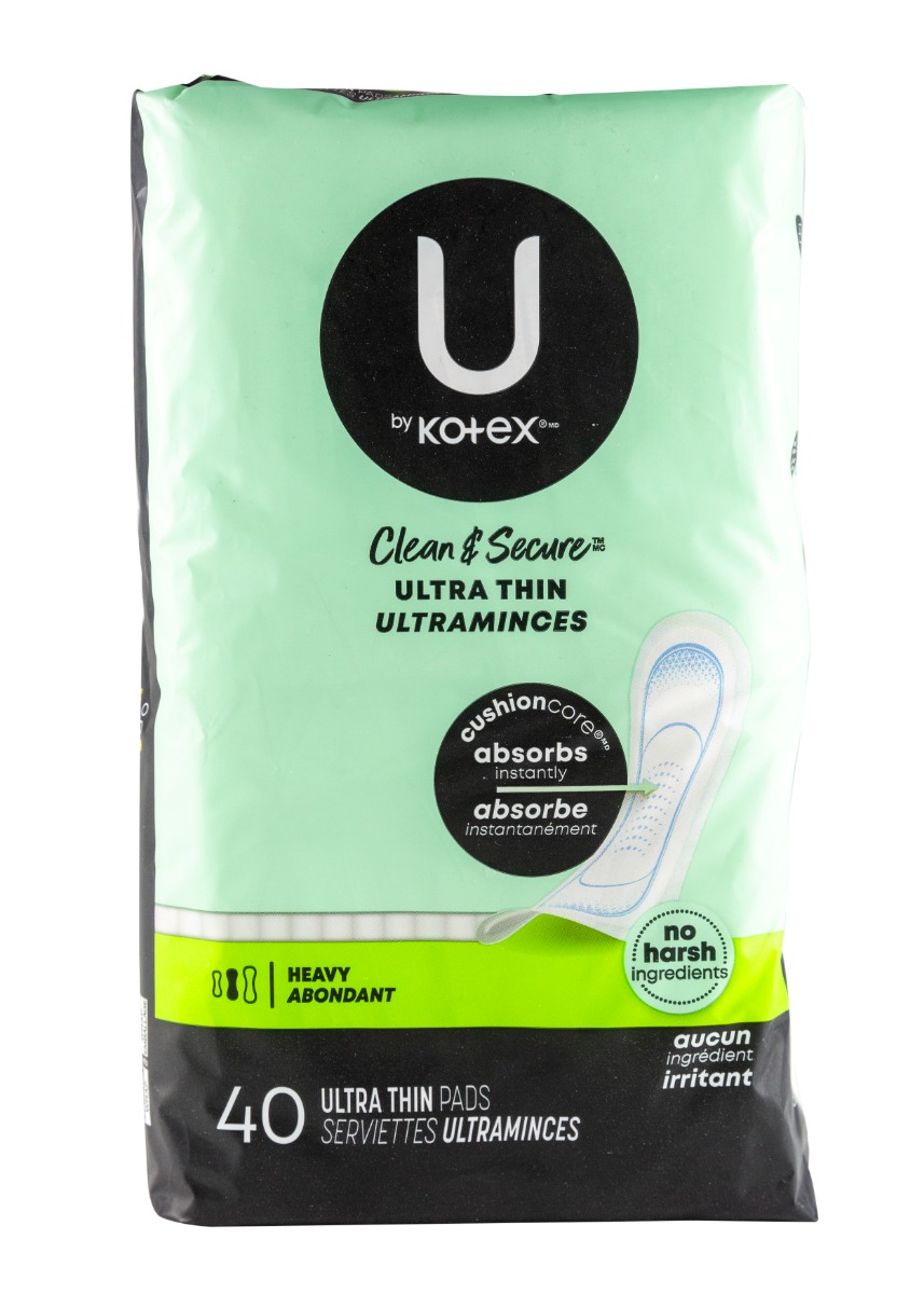 U by Kotex Ultra-Thin Heavy Pads, 40/pack