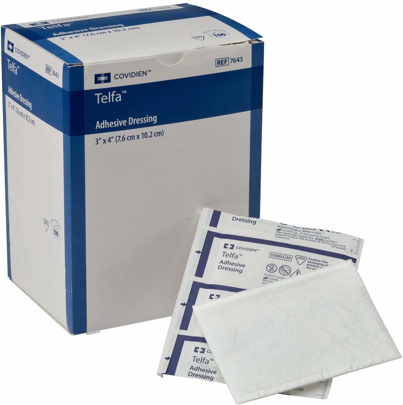 Kendall Sterile 3" x 4" Adhesive Telfa Pads, 100/box
