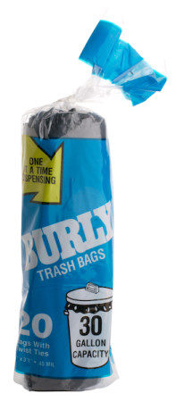 Trash Bags, 30 Gallon, 25 Bags/Roll