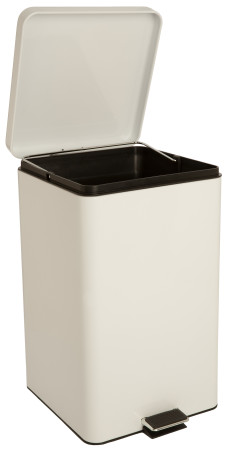 Square Step-On Waste Receptacle, 8 Gallon, White