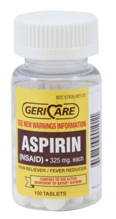 Aspirin Tablets, 325mg,100/Bottle