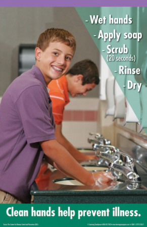 Hand Washing Poster,11" x 17", Elementary Boy