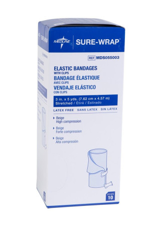 3" x 5 Yds Economy Elastic Bandages with Clips, 10/Pack