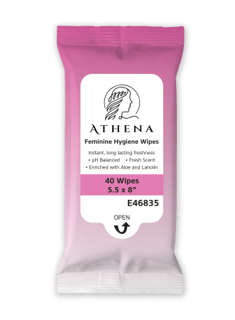 Feminine Hygiene Wipes, 5.5" x 8", 40 per pack