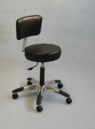 Adjustable Five Leg Stool - Black w/Backrest