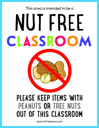 Nut Free Zone Classroom Poster, 8-1/2" X 11" Poster