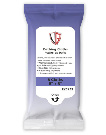 Bathing Cloths, 8" x 8", 8 per pack