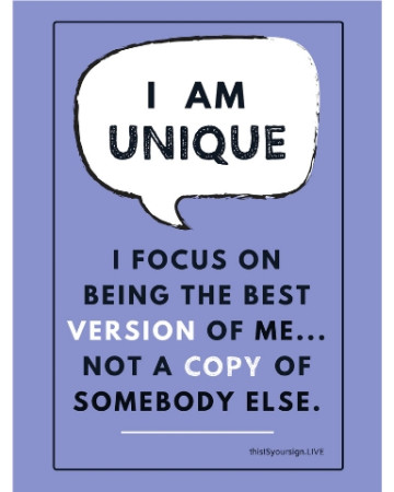 I Am Unique Poster, 11" X 17", Laminated