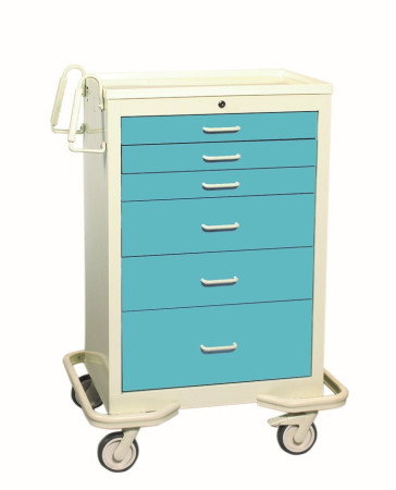 Blue Gray 6-Drawer Treatment/Procedure Cart