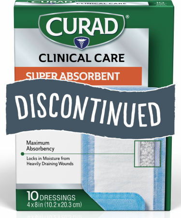 (Discontinued) Curad Ultrasorb 4"x 8" Wound Dressing, 10/Box