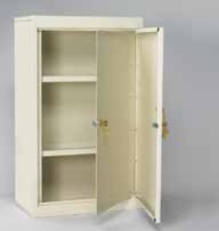 Medication Cabinet Double Door Key Lock, Beige