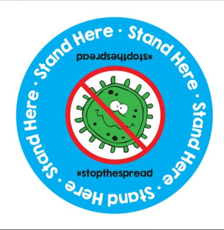 Stand Here, Stop The Spread Floor Decal, 11" Circle