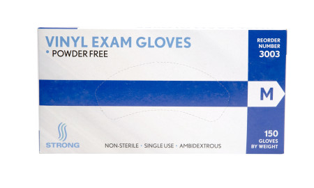 Strong MFG Medium Vinyl Exam Gloves, 150 per box