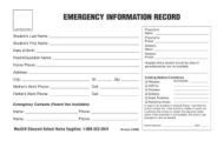 Emergency Infomation Medical Card, 100/Pack