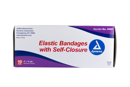 4" x 5 Yds Economy Elastic Bandage with Self Closure, 10/Box
