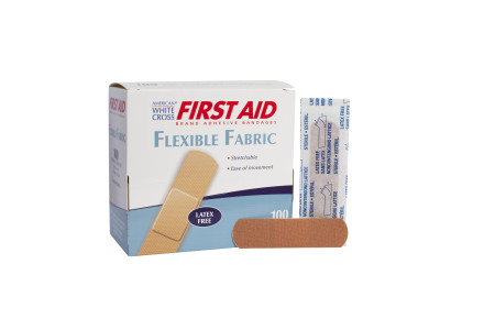 American® White Cross 3/4" x 3" Fabric Bandages, 100/Box