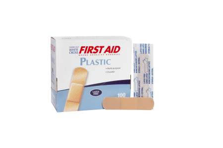 American® White Cross 3/4" x 3" Plastic Bandages, 100/Box