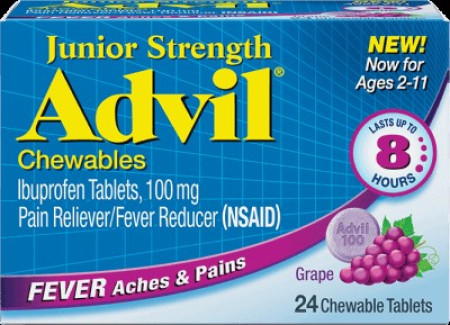 Advil®, Junior Strength, Grape Flavor, 100 mg tablets, 24/bx