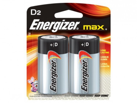 Eveready® Energizer® "D" Alkaline Batteries, 2/Pack