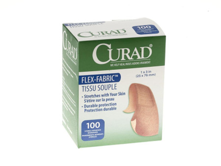 1" x 3" Curad Flexible Fabric Bandages, 100/Box
