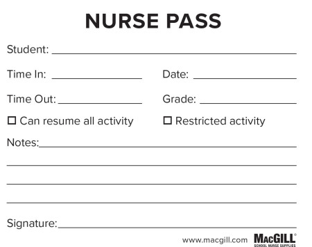 MacGill Nurse Pass, 50 Sheets per Pad