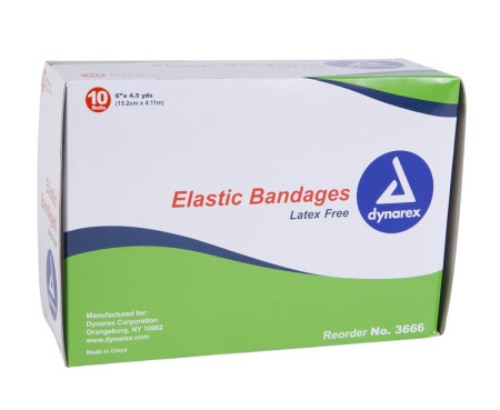 6" x 5 Yds Economy Elastic Bandages with Clips, 10/Pack
