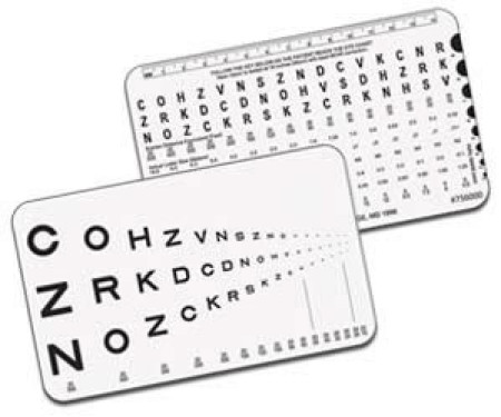 Sloan Letters Runge Pocket Near Vision Test Card