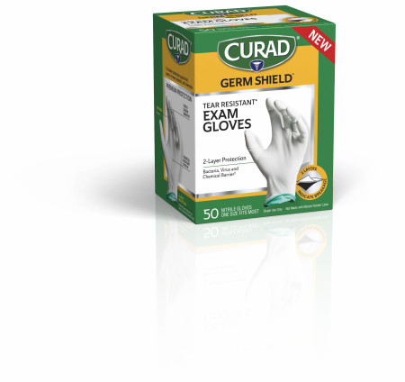 Curad GermShield Nitrile Gloves, 50/Box