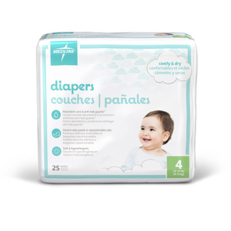 Economy Diapers, Size 4, 25 per pack