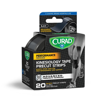 Curad® Performance Series Kinesiology Tape, 20 Strips, Black
