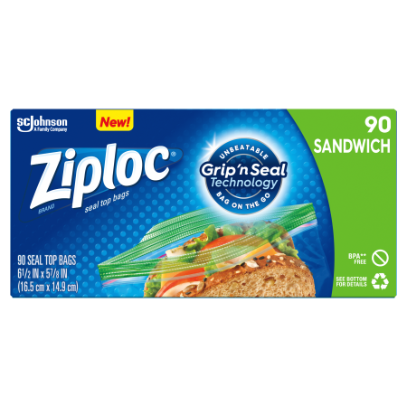 Ziploc® Sandwich Bags, 90/Box, 12 Boxes/Case