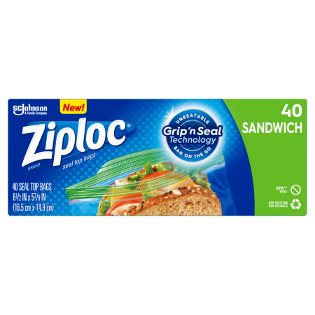 Ziploc® Sandwich Bags, 40/Box