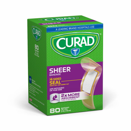 Curad® 3/4" x 3" Sheer Bandages, 80/Box