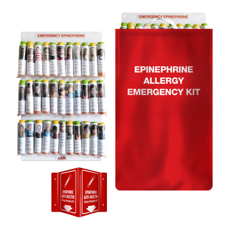 32-Unit AEK Epinephrine Storage Panel with Sign and Bag